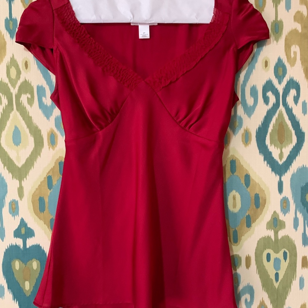 Red satin blouse
